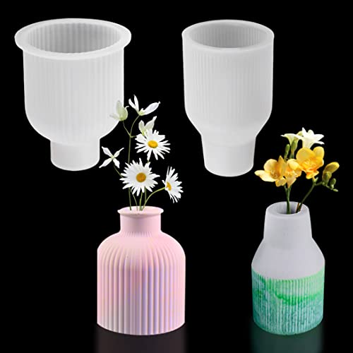 Koonafy 2 Stück Vase Silikonform Blumenvasen Epoxidharz Formen Set, Harz Formen Blumentopf Silikon Form, Vase Gießformen Silikonform für Herstellung von Blumenbehältern, Heimdekoration (Style 1) von Koonafy