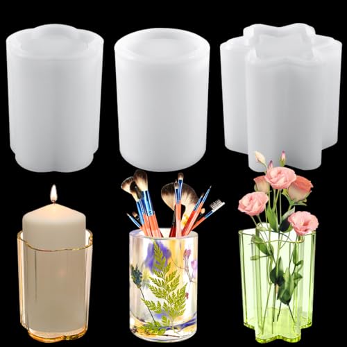 Koonafy 3Pcs Silikonformen Epoxidharz, Kerzenform Silikonform, Pen Holder Epoxidharz Formen, Gießformen für DIY Schmuckaufbewahrung, Makeup Behälter, Blumentopf Koonafy 3Pcs Silikonformen Epoxidharz, Kerzenform Silikonform, Pen Holder Epoxidharz Formen, Gießformen für DIY Schmuckaufbewahrung, Makeup Behälter, Blumentopf von Koonafy