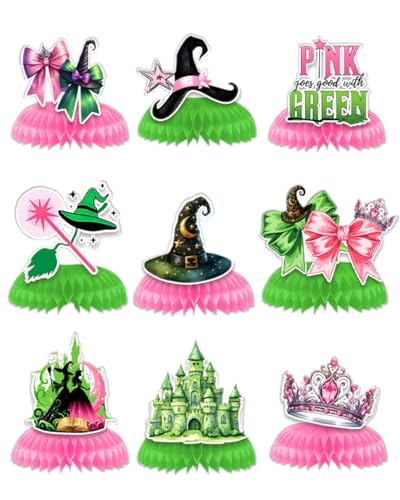 9 Stück rosa und grüne Waben-Mittelstücke, Hexen-Film-Geburtstagsparty-Dekorationen, Tischaufsätze, Hexe und Prinzessin, Tischdekoration, Partyzubehör 9 Stück rosa und grüne Waben-Mittelstücke, Hexen-Film-Geburtstagsparty-Dekorationen, Tischaufsätze, Hexe und Prinzessin, Tischdekoration, Partyzubehör von Koongso