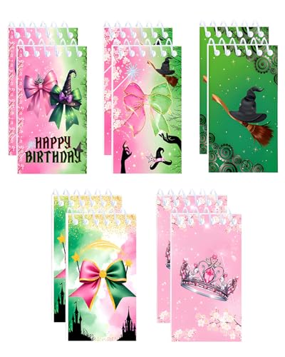 Koongso Mini-Notizbücher mit Spiralbindung, Motiv: Hexe und Prinzessin, für Geburtstagspartys, Schulklassen, Belohnungen, 10 Stück, Rosa und Grün Koongso Mini-Notizbücher mit Spiralbindung, Motiv: Hexe und Prinzessin, für Geburtstagspartys, Schulklassen, Belohnungen, 10 Stück, Rosa und Grün von Koongso