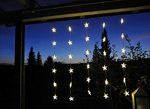 LED Sternenvorhang Lichterkette mit 30 LED-Lichter für Innen Lichtervorhang Weihnachtsdekoration Fensterdekoration von Self Import Agencies