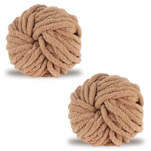Chenille-Garn, 2 Stück, superweiche Polyester-Wolle, 27 m – ideal zum Stricken von Mützen, Schals, Haustierbetten, Decken, Kissen Chenille-Garn, 2 Stück, superweiche Polyester-Wolle, 27 m – ideal zum Stricken von Mützen, Schals, Haustierbetten, Decken, Kissen von Koorium