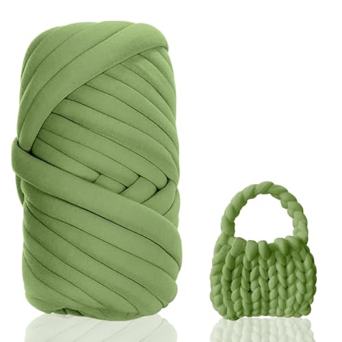 Chunky XXL Wolle 500g, 25m Weiches Grobstrick Wollgarn für Anfänger - Handstricken Schlauchgarn in Grün, Häkelwolle für Decken, Taschen, Deko, Weihnachten & DIY Bastelprojekte von Koorium