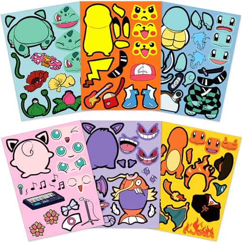Cartoon Aufkleber für Kinder -24 Blätter Make DIY verschiedene Zeichen Anime Sticker geeignet für Geburtstagsparty Dekorationen Kinder Geschenke von Kooterfun