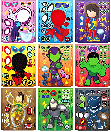 Spidey Friends Sticker für Kinder -27 Blätter Make DIY verschiedene Spiderman Aufkleber, geeignet für Geburtstagsparty Dekorationen Kinder Geschenke von Kooterfun