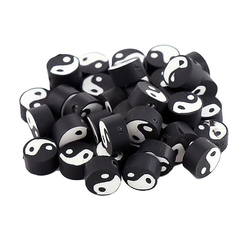 100 Stück Yin Yang Tonperlen, 10 mm, Tai Chi, Polymer-Ton, Schwarz / Weiß, DIY-Perlen für Halskette, Armband, Schmuck, handgefertigte Herstellungszubehör 100 Stück Yin Yang Tonperlen, 10 mm, Tai Chi, Polymer-Ton, Schwarz / Weiß, DIY-Perlen für Halskette, Armband, Schmuck, handgefertigte Herstellungszubehör von Kopida