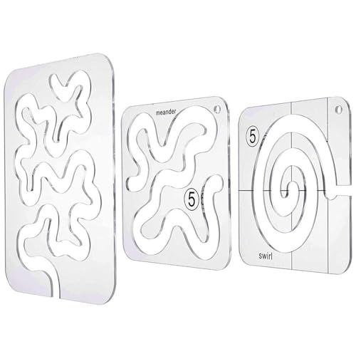 3-teiliges Freibewegungs-Quilt-Vorlagen-Set für DIY-Quilten auf Nähmaschine, stabile Acryl-Lineale, Quilt-Vorlagen für Maschinensteppung von Kopida