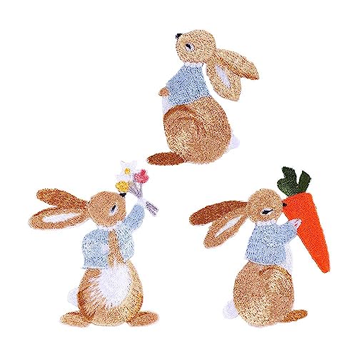 Aufnäher mit niedlichem Cartoon-Kaninchen-Motiv, bestickt, für Mädchen, Taschen, zum Aufbügeln, für Kleidung, zum Aufbügeln, für Kleidung, DIY, Nähen, Applikation, 3 Stück Aufnäher mit niedlichem Cartoon-Kaninchen-Motiv, bestickt, für Mädchen, Taschen, zum Aufbügeln, für Kleidung, zum Aufbügeln, für Kleidung, DIY, Nähen, Applikation, 3 Stück von Kopida