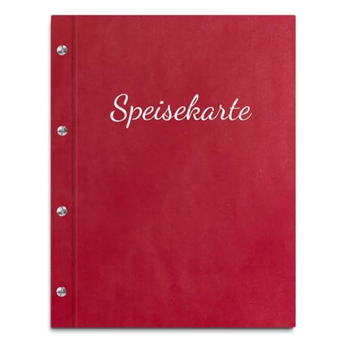 Handgefertigte Speisekarte/Menükarte in roter Lederoptik – Inkl. 12 Sichthüllen zum Austauschen – handgeprägter Coverdruck in versch. Farben Handgefertigte Speisekarte/Menükarte in roter Lederoptik – Inkl. 12 Sichthüllen zum Austauschen – handgeprägter Coverdruck in versch. Farben von Kopierladen Karnath GmbH