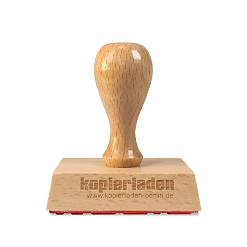 Holzstempel 60 x 40mm mit Wunschtext und Logo personalisieren - Stempel mit eignem Design selbst gestalten - optional mit Stempelkissen und Tinte von Kopierladen Karnath GmbH