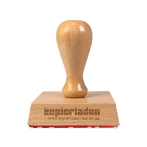 Personalisierbarer Holzstempel 60mm mit eigenem Logo und Text - Adressstempel und Textstempel selbst gestalten - optional mit Tinte und Kissen von Kopierladen Karnath GmbH