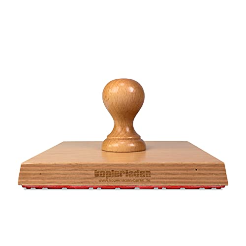 Holzstempel mit großer Stempelplatte mit eigenem Wunschtext, 14 x 14 cm, für Adressen oder Motive - Adressstempel, Textstempel, Firmenstempel von Kopierladen Karnath GmbH