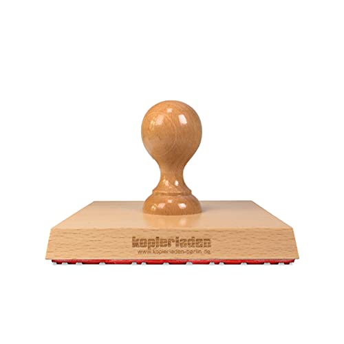 Holzstempel mit großer Stempelplatte mit individuellem Stempeltext, 12 x 12 cm, für Adressen oder Logos - Adressstempel, Textstempel, Bürostempel von Kopierladen Karnath GmbH