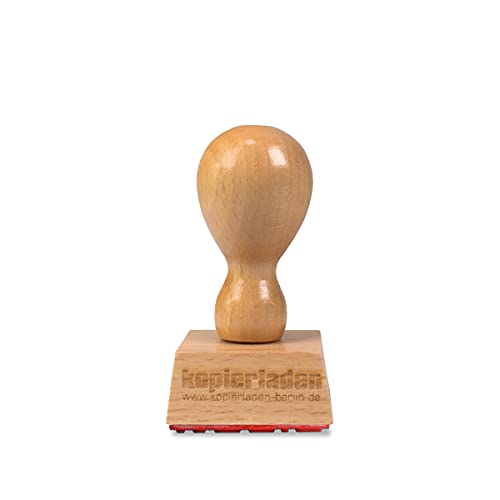 Holzstempel 30 x 30 mm mit eigenem Text und Logo selbst gestalten - Personalisierbarer Stempel aus Buchenholz - optional mit Stempelkissen von Kopierladen Karnath GmbH