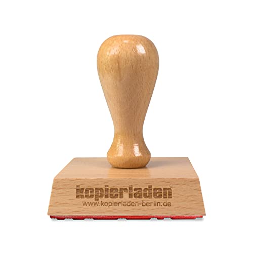 Holzstempel mit individueller Stempelplatte jetzt gestalten, quadratisch, 60 x 60 mm, für Adressen, Logos oder Texte – Textstempel, Adressstempel von Kopierladen Karnath GmbH