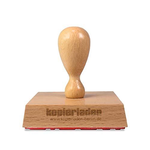 Holzstempel mit individueller Stempelplatte jetzt gestalten, quadratisch, 70 x 70 mm, für Adressen, Logos oder Texte – Firmenstempel, Adressstempel von Kopierladen Karnath GmbH