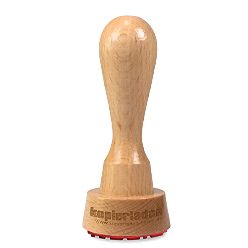 Runder Holzstempel mit Wunschtext und Logo personalisieren - Ø 40 mm, optional mit Stempelkissen und Tinte - Logostempel, Motivstempel von Kopierladen Karnath GmbH