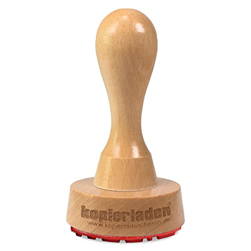 Holzstempel rund mit eigenem Stempeltext, Ø 50 mm, Druckplatte – Motivstempel, Firmenstempel, Adressstempel von Kopierladen Karnath GmbH