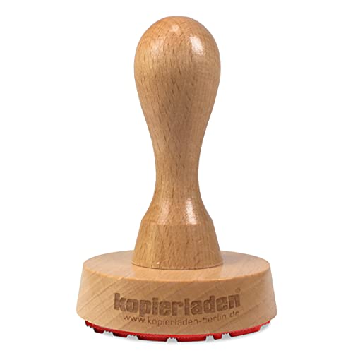 Holzstempel rund mit eigenem Stempeltext, Ø 60 mm – Motivstempel, Firmenstempel, Adressstempel von Kopierladen Karnath GmbH