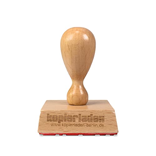 Personalisierbarer Holzstempel 50mm mit eigenem Logo und Text - Adressstempel und Textstempel selbst gestalten - optional mit Tinte und Kissen von Kopierladen Karnath GmbH