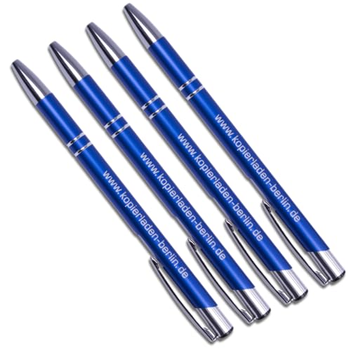 Kopierladen Karnath GmbH Personalisierbarer Kugelschreiber mit eigenem Text und Logo gestalten - Blauer Kuli aus Metall mit Ansteckclip, blaue Tinte, 50 Stück, Kopierladen Karnath GmbH Personalisierbarer Kugelschreiber mit eigenem Text und Logo gestalten - Blauer Kuli aus Metall mit Ansteckclip, blaue Tinte, 50 Stück, von Kopierladen Karnath GmbH