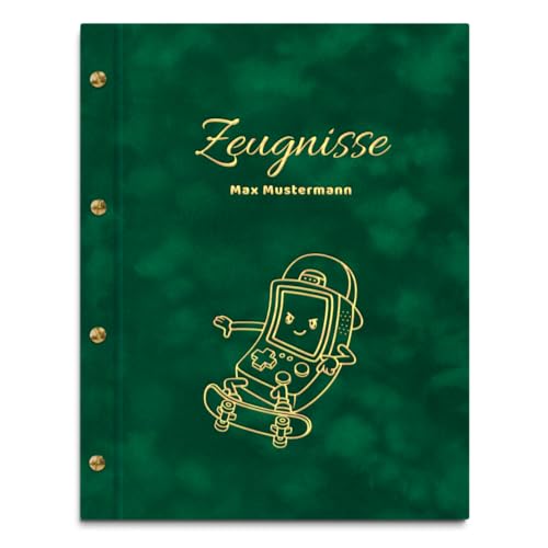 Personalisierbare Zeugnismappe in grüner Samtoptik mit eigenem Namen und Motiv - inkl. 12 Sichthüllen - Goldener Aufdruck mit individuellem Motiv selbst gestalten Personalisierbare Zeugnismappe in grüner Samtoptik mit eigenem Namen und Motiv - inkl. 12 Sichthüllen - Goldener Aufdruck mit individuellem Motiv selbst gestalten von Kopierladen Karnath GmbH