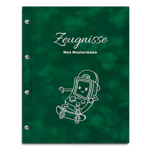Personalisierbare Zeugnismappe in grüner Samtoptik mit eigenem Namen und Motiv - inkl. 12 Sichthüllen - Silberner Aufdruck mit individuellem Motiv selbst gestalten Personalisierbare Zeugnismappe in grüner Samtoptik mit eigenem Namen und Motiv - inkl. 12 Sichthüllen - Silberner Aufdruck mit individuellem Motiv selbst gestalten von Kopierladen Karnath GmbH