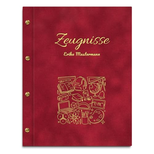 Personalisierbare Zeugnismappe in roter Samtoptik mit eigenem Namen und Motiv - inkl. 12 Sichthüllen - Goldener Aufdruck mit individuellem Motiv selbst gestalten Personalisierbare Zeugnismappe in roter Samtoptik mit eigenem Namen und Motiv - inkl. 12 Sichthüllen - Goldener Aufdruck mit individuellem Motiv selbst gestalten von Kopierladen Karnath GmbH