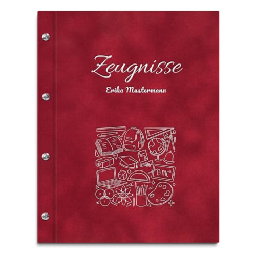 Personalisierbare Zeugnismappe in roter Samtoptik mit eigenem Namen und Motiv - inkl. 12 Sichthüllen - Silberner Aufdruck mit individuellem Motiv selbst gestalten Personalisierbare Zeugnismappe in roter Samtoptik mit eigenem Namen und Motiv - inkl. 12 Sichthüllen - Silberner Aufdruck mit individuellem Motiv selbst gestalten von Kopierladen Karnath GmbH