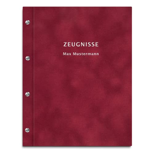 Personalisierte Zeugnismappe in roter Samtoptik – mit 30 Hüllen für DIN-A4 Dokumente – 2-zeiliger Wunschtext als Prägung Personalisierte Zeugnismappe in roter Samtoptik – mit 30 Hüllen für DIN-A4 Dokumente – 2-zeiliger Wunschtext als Prägung von Kopierladen Karnath GmbH
