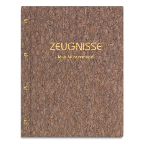 Personalisierte Zeugnismappe mit eigenem Namen – Gescheckte Korkmappe mit 12 Sichthüllen – Handgefertigte Mappe für Zeugnisse und Urkunden von Kopierladen Karnath GmbH
