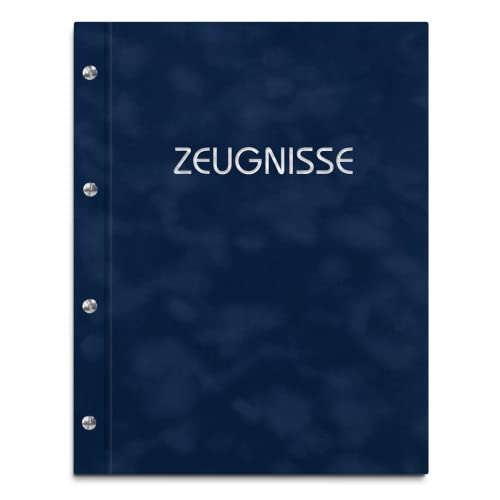 Zeugnismappe im blauen Samteinband mit hochwertigem Prägedruck in verschiedenen Farben – handgefertigte Mappe inkl. 12 oder 40 Sichthüllen von Kopierladen Karnath GmbH