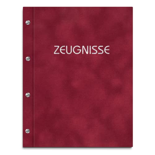Zeugnismappe im roten Samteinband mit Prägedruck in verschiedenen Farben – handgefertigte Mappe inkl. 12 Sichthüllen Zeugnismappe im roten Samteinband mit Prägedruck in verschiedenen Farben – handgefertigte Mappe inkl. 12 Sichthüllen von Kopierladen Karnath GmbH