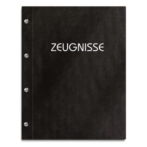 Zeugnismappe im schwarzen Einband in Lederoptik mit hochwertigem Prägedruck in verschiedenen Farben – inkl. 12 oder 40 Sichthüllen von Kopierladen Karnath GmbH