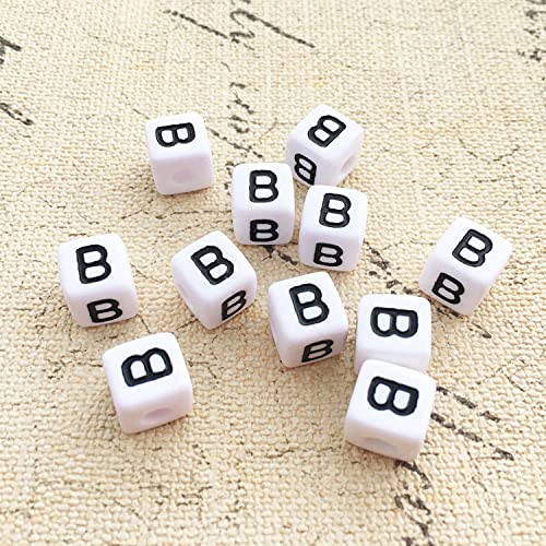 Buchstaben Perlen, 30er Set, 6x6 mm, weiß mit schwarz, eckig, mit Loch zum Basteln für Schmuck auffädeln Armband Uhr Buchstabenwürfel Kinder groß klein Acryl Alphabet Würfel (Buchstabe A) von Kopper-24