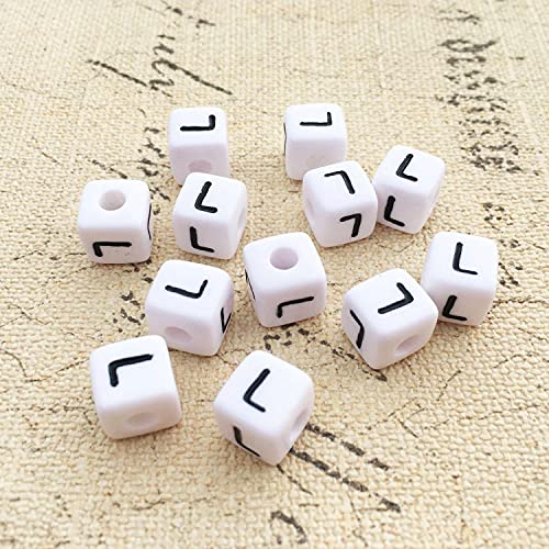 Buchstaben Perlen, 30er Set, 6x6 mm, weiß mit schwarz, eckig, mit Loch zum Basteln für Schmuck auffädeln Armband Uhr Buchstabenwürfel Kinder groß klein Acryl Alphabet Würfel (Buchstabe L) von Kopper-24
