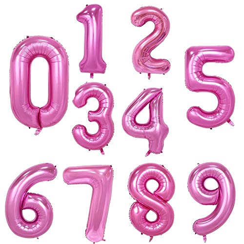 Folienballon Zahl 1 in Pink - Rosa XXL Riesenzahl 100cm - Geburtstag Hochzeit Deko Party Zahlenballon Jubiläum Ballon Luftballon Zahlenballon riesen xxl helium geeignet Nummer dekoration Mädchen Girl von Kopper-24