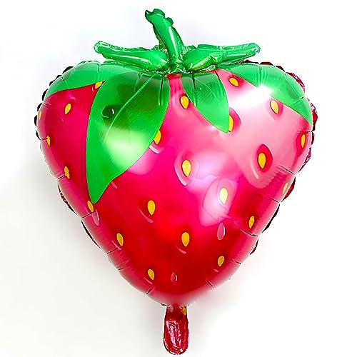 Folienballon in Erdbeerform, Rosa, Lebensmittel-Themenparty, Dekoration, Kindergeburtstag, Baby-Dusche, Frucht-Motiv, Helium oder Luftfüllung, ca. 55 * 72 cm, langlebig und wiederverwendbar von Kopper-24