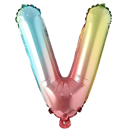 Folienballons Buchstaben Bunt Regenbogenfarben - 40 cm für Geburtstag Hochzeit Party Dekoration Happy Birthday JGA Geschenk Luftballon Abschluss ABI groß XXL klein Mädchen Jungen (40 cm - V) von Kopper-24