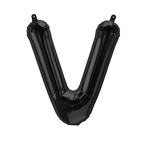 Folienballons Buchstaben Schwarz - 40/80/100 cm für Geburtstag Hochzeit Party Dekoration Happy Birthday JGA Geschenk Luftballon Abschluss Riesenballon ABI groß XXL klein Black Jungen (40 cm - V) von Kopper-24