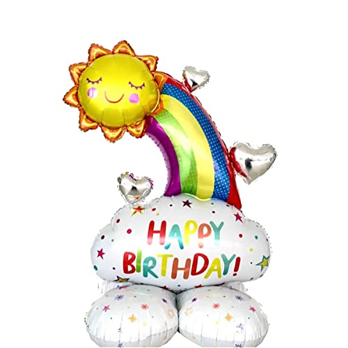 Großer Folienballon in Form einer strahlenden Sonne mit buntem Regenbogen, Happy Birthday Schriftzug, stehend, ideal für Geburtstagsfeiern und besondere Anlässe, 83 x 122 cm Großer Folienballon in Form einer strahlenden Sonne mit buntem Regenbogen, Happy Birthday Schriftzug, stehend, ideal für Geburtstagsfeiern und besondere Anlässe, 83 x 122 cm von Kopper-24