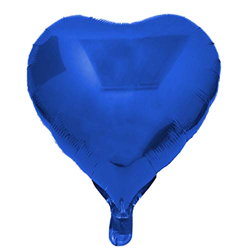 Kopper-24 Folienballon Herz 45 cm Luftballon Hochzeit Helium Ballon 18 Zoll Heliumballon Heart Love Valentinstag Herzballon XL Geburtsatag Party Deko Dekoration bunt JGA Folie Sterne ( blau ) von Kopper-24