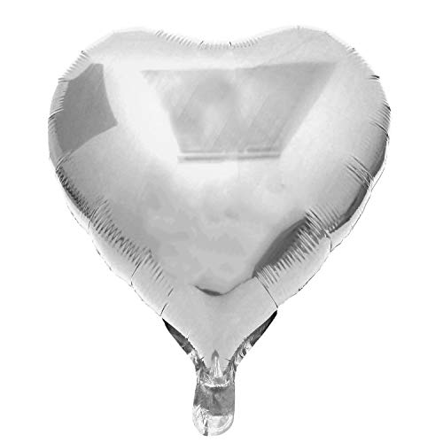 Kopper-24 Folienballon Herz 45 cm Luftballon Hochzeit Helium Ballon 18 Zoll Heliumballon Heart Love Valentinstag Herzballon XL Geburtsatag Party Deko Dekoration bunt JGA Folie Sterne (Silber) von Kopper-24
