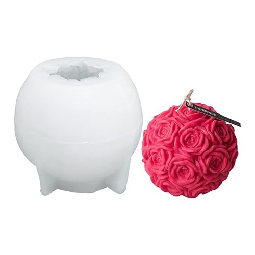 Kerzenform Silikon Kugel mit Rosen Verzierungen, Kerzen Silikonform, DIY Körper Statue Kerze Dekor Kunst Handwerk, Gussform Kerzengießen Seifen Form Wachs Gießform von Kopper-24