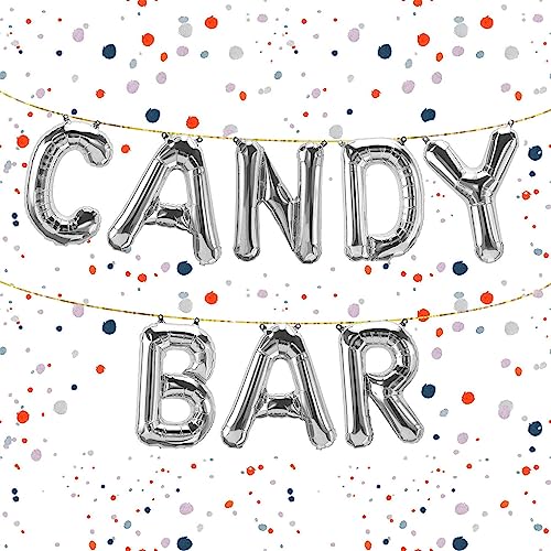 Kopper-24 Folienballon-Set Candy Bar in Silber, 40 cm - Perfekte Deko für süße Buffets, Hochzeiten & Geburtstage - Lade Deine Gäste zum Naschen EIN von Kopper-24
