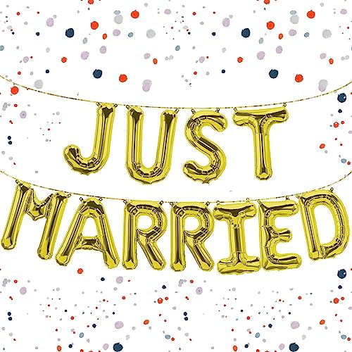 Kopper-24 Folienballon-Set Just Married in Gold, 40 cm - Stilvolle Hochzeitsdeko für frisch verheiratete Paare - Feiere den schönsten Tag deines Lebens Kopper-24 Folienballon-Set Just Married in Gold, 40 cm - Stilvolle Hochzeitsdeko für frisch verheiratete Paare - Feiere den schönsten Tag deines Lebens von Kopper-24