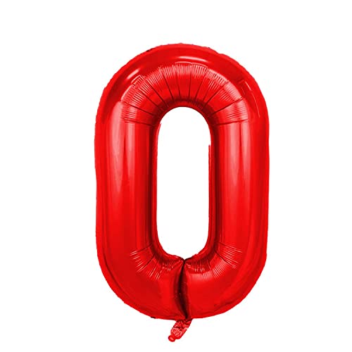 Kopper-24 Folienballon Zahl 0, ca. 100 cm, rot - Helium geeignet - Luftballon XXL Nummer Riesen Ballon Zahlenballon Mädchen Junge Deko Riesenzahl Party Hochzeit Kindergeburtstag zum Geburtstag von Kopper-24