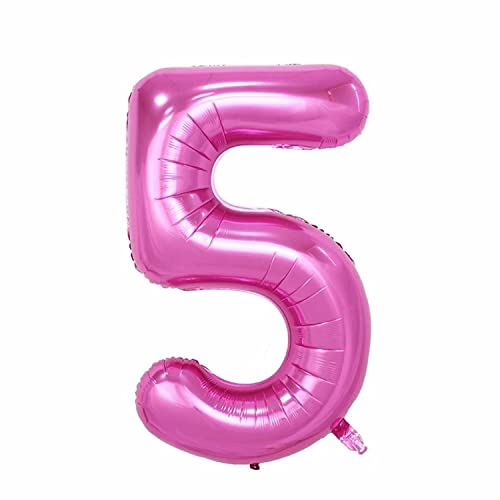 Kopper-24 Folienballon Zahl 5, ca. 80 cm, pink, für Luftbefüllung - Luftballon XXL Nummer Riesen Ballon Zahlenballon Mädchen Junge Deko Riesenzahl Party Hochzeit Kindergeburtstag zum Geburtstag von Kopper-24