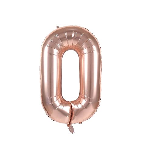Kopper-24 Folienballon Zahl 0, ca. 80 cm, Rosegold, für Luftbefüllung - Luftballon XXL Nummer Riesen Ballon Zahlenballon Mädchen Junge Deko Riesenzahl Party Hochzeit Kindergeburtstag zum Geburtstag von Kopper-24