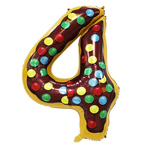 XXL Folienballon Zahl 100 cm in Donut - Helium geeignet - für Geburtstag Hochzeit Party uvm - Zahlen Ballon im Zahlen-Design Jubiläum Geschenk Luftballon Zahlenballon riesen Nummer Deko (Zahl 4) von Kopper-24